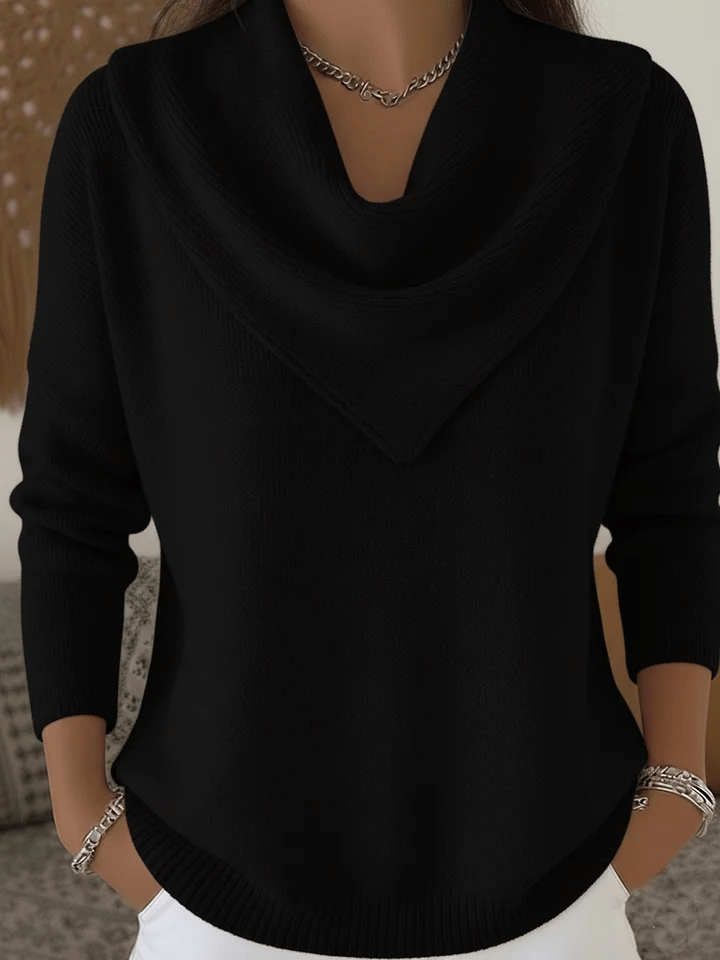 Pull col triangle uni doux style rétro élégant