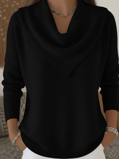 Pull col triangle uni doux style rétro élégant