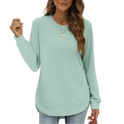 Sweatshirt femme col rond ourlet incurvé