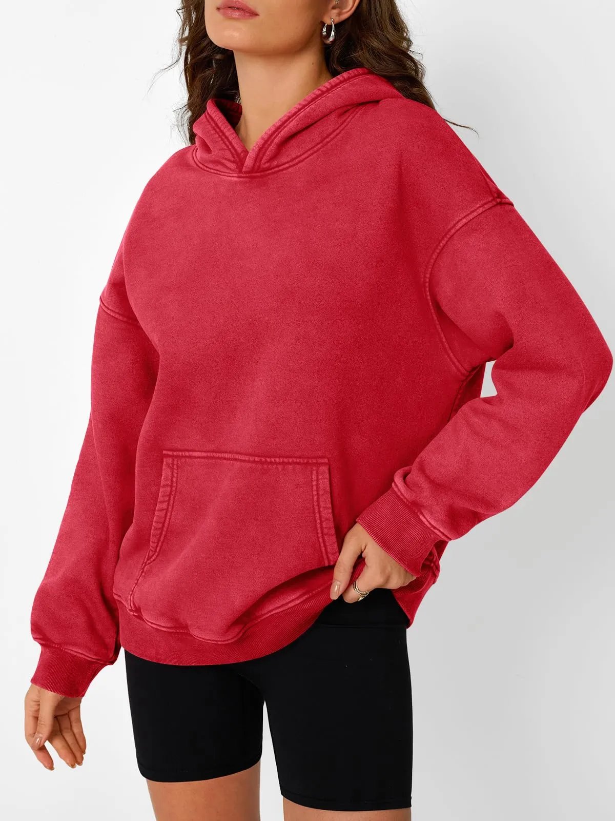 Pull à capuche délavé à coupe oversize décontracté unisexe