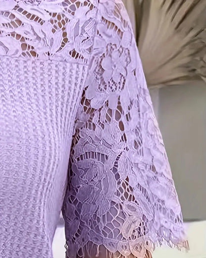 T‑shirt tricoté à panneaux de dentelle