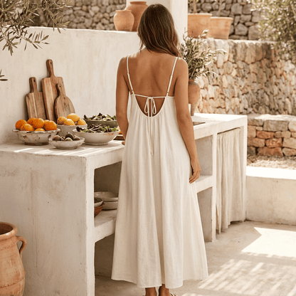 Robe camisole unie dos nu pour femme