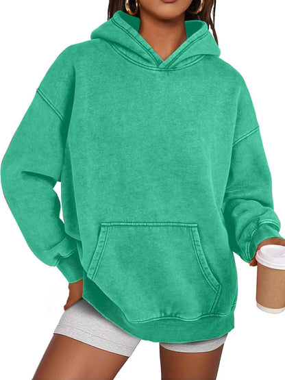 Pull à capuche délavé à coupe oversize décontracté unisexe