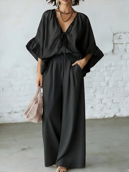 Linen Blend Vacation Two Piece Matching Set
