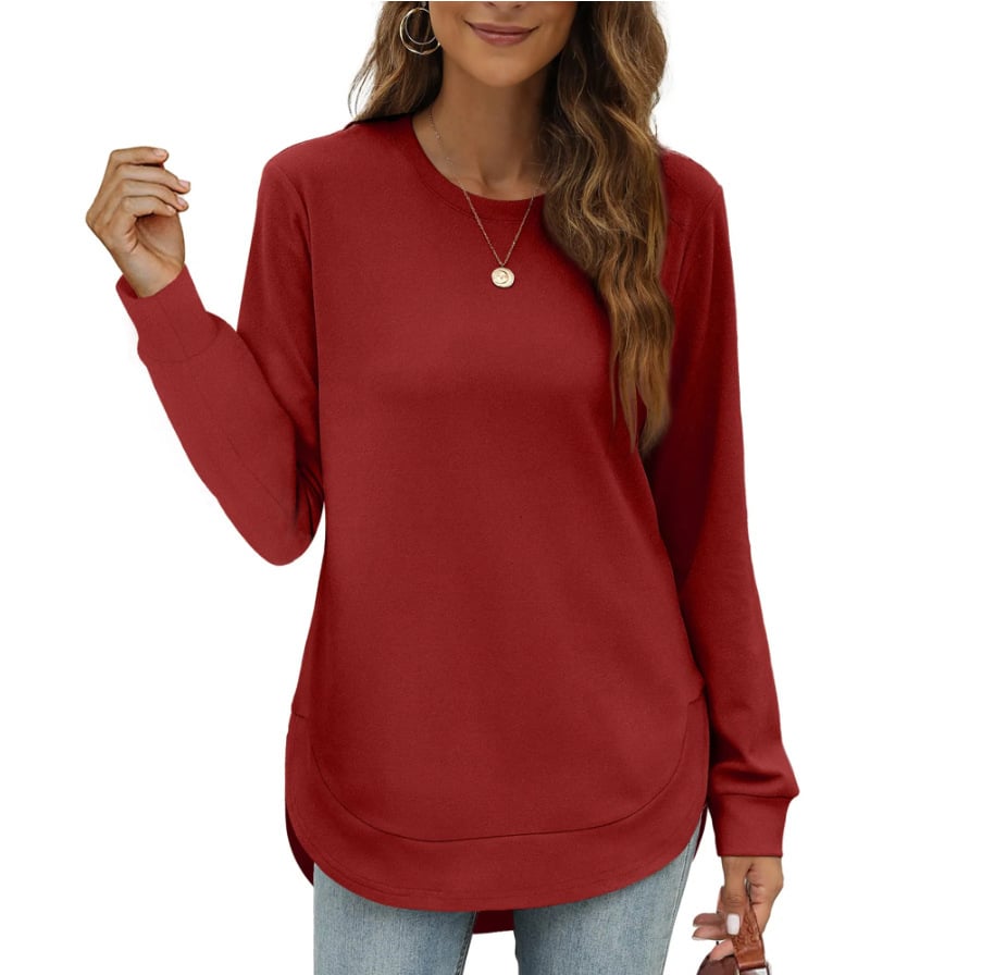 Sweatshirt femme col rond ourlet incurvé