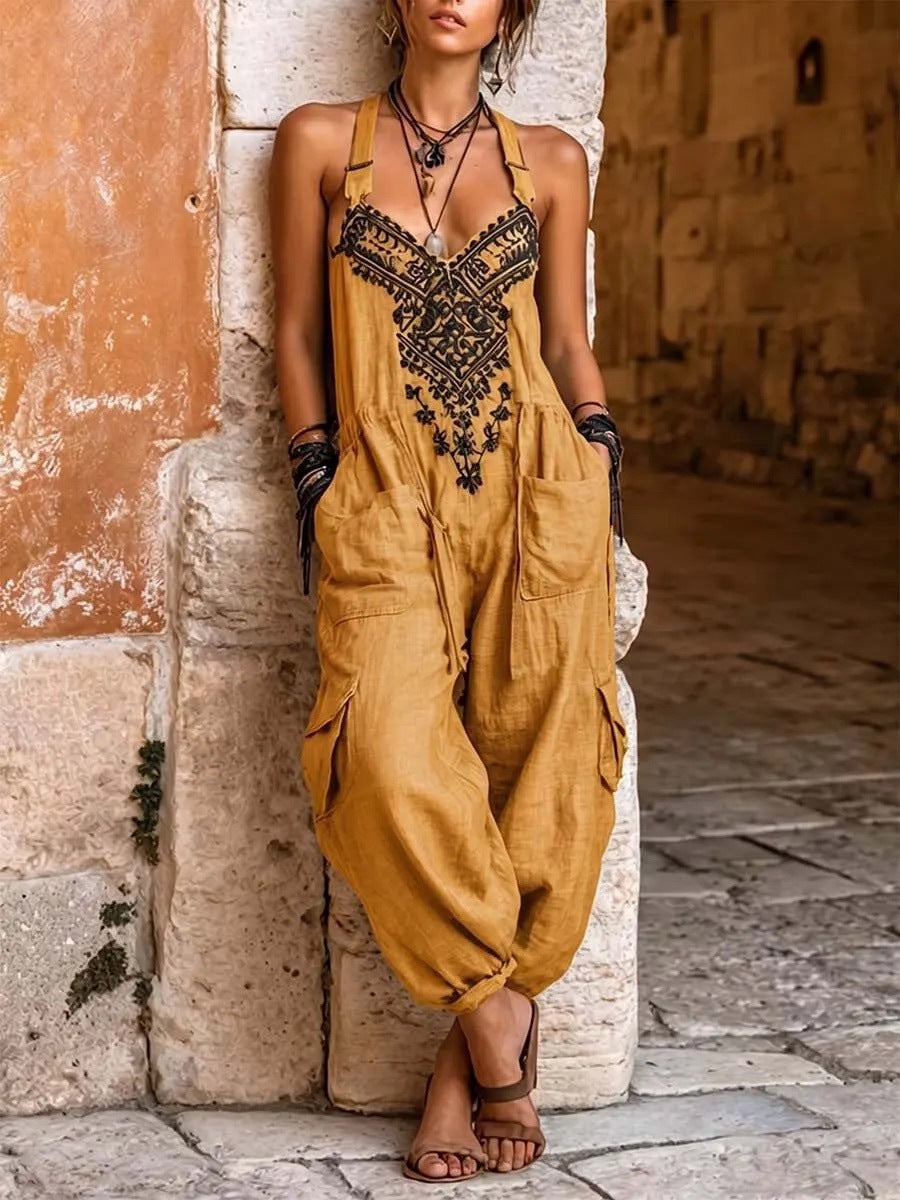Loose Cargo Jumpsuit with Pockets