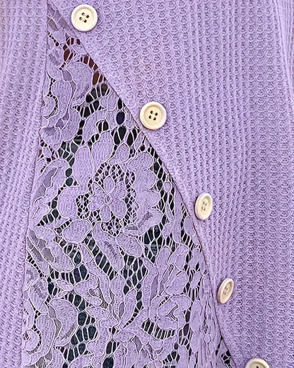 T‑shirt tricoté à panneaux de dentelle