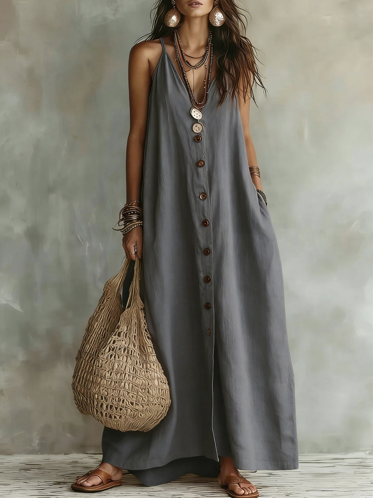 🌿 Boho Linen Maxi Dress: Effortless Summer Style