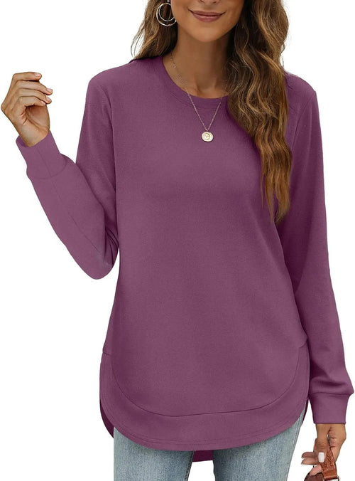 Sweatshirt femme col rond ourlet incurvé