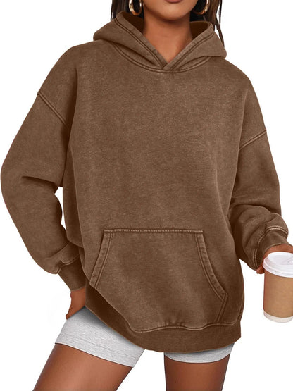 Pull à capuche délavé à coupe oversize décontracté unisexe