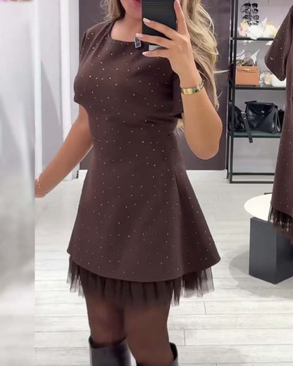 Robe élégante en patchwork de maille scintillante