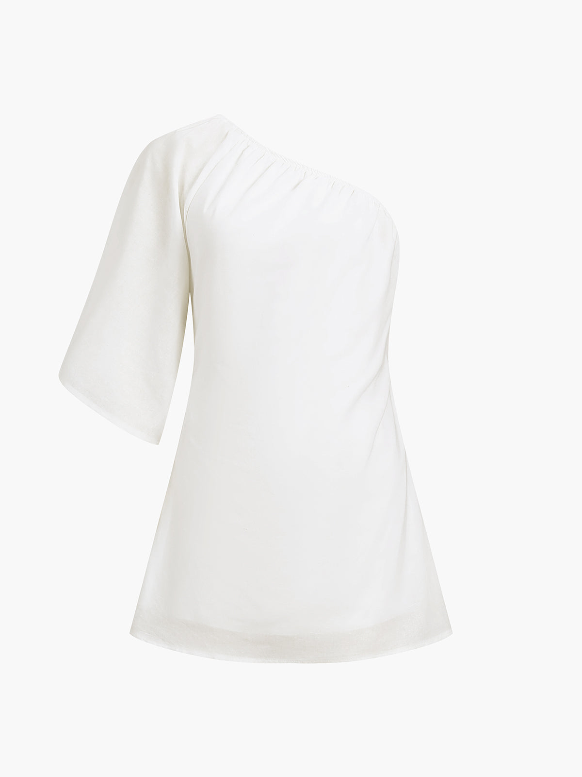 Robe courte asymétrique en coton et lin de la mer Égée