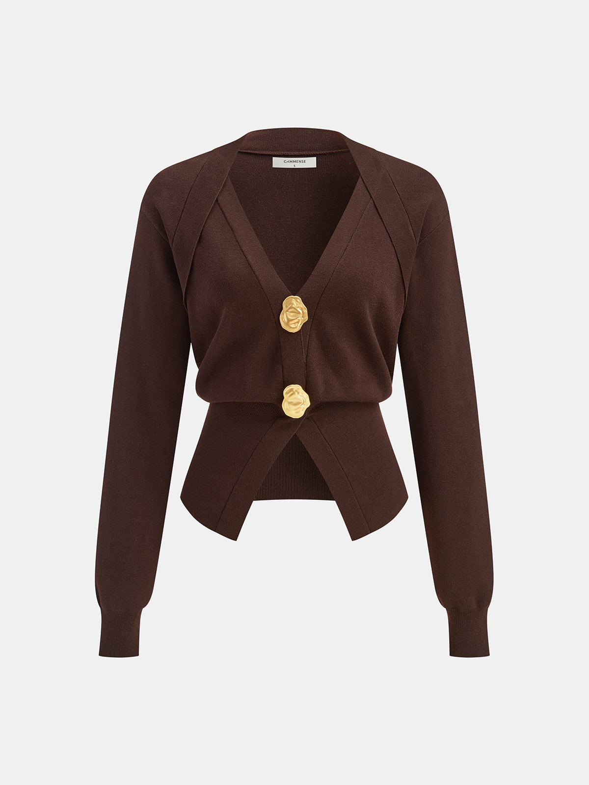 Pull en mélange de laine à col V avec détails métallisés
