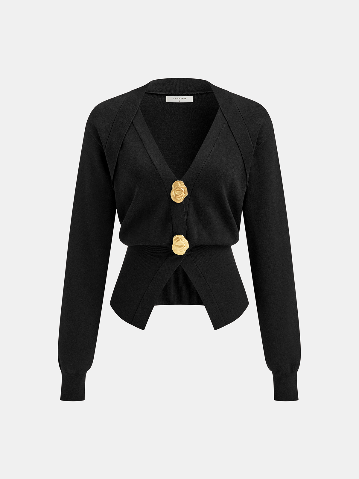 Pull en mélange de laine à col V avec détails métallisés