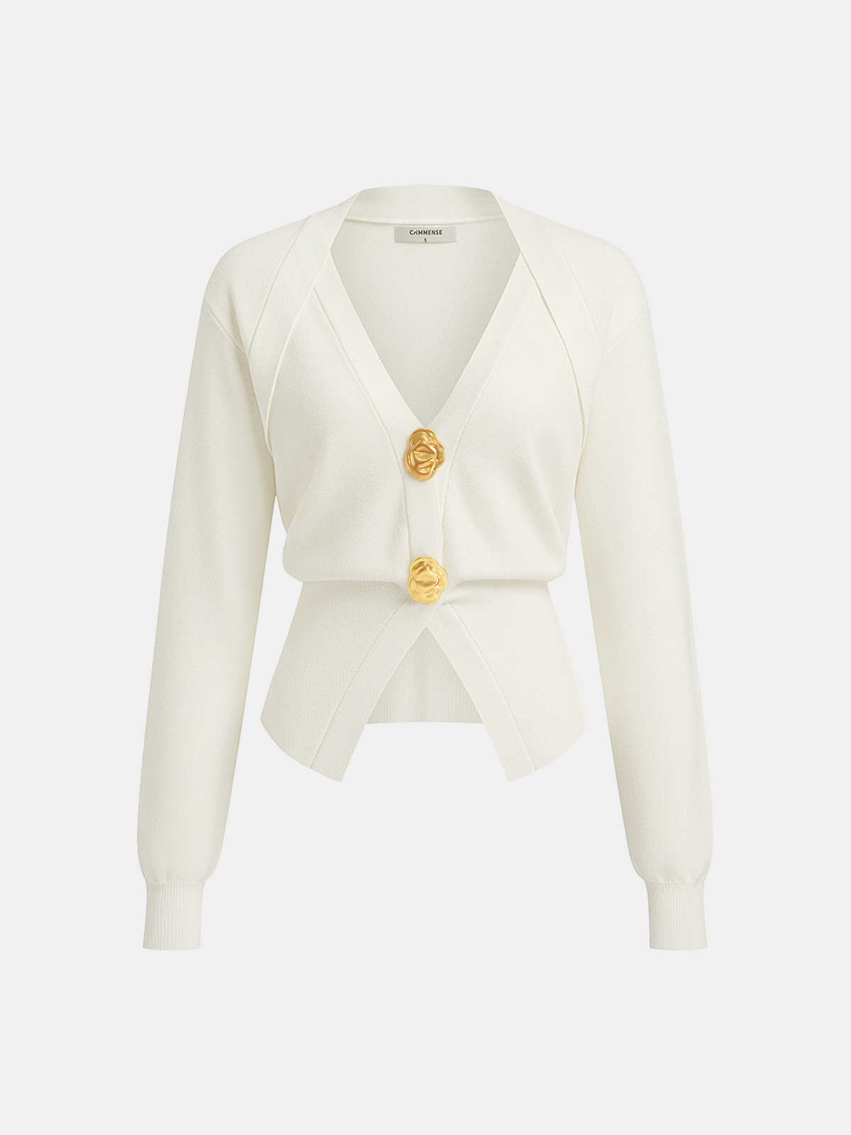 Pull en mélange de laine à col V avec détails métallisés