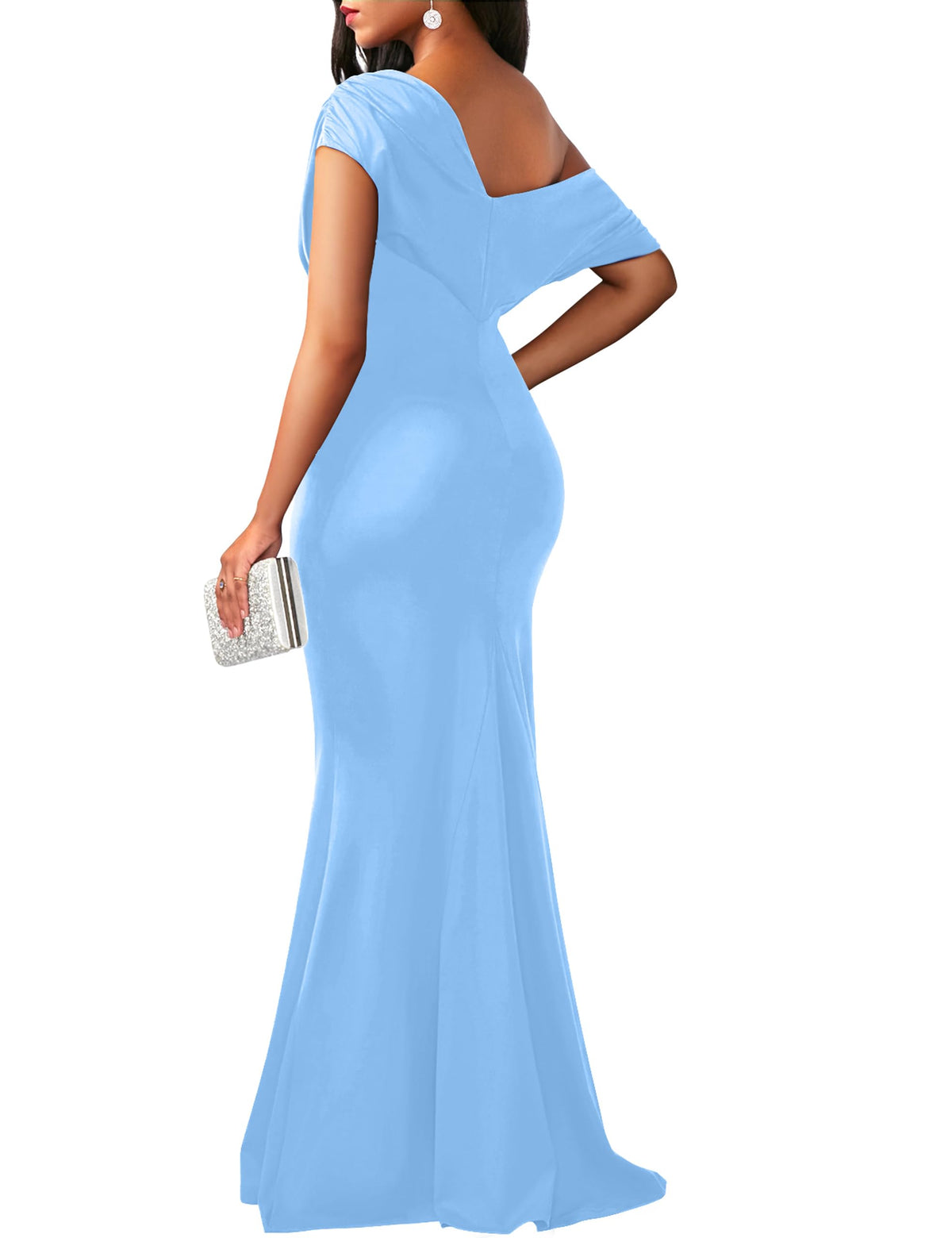 Robe de soirée longue de fête formelle moulante élégante sans épaules et sans manches pour femmes 2025