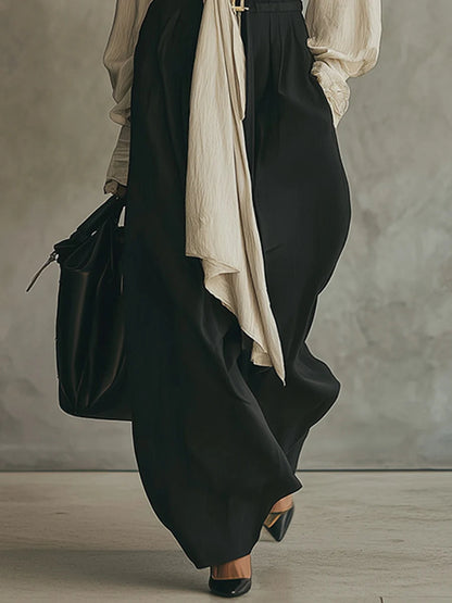 Ensemble composé d'une chemise à nœud et d'un pantalon large