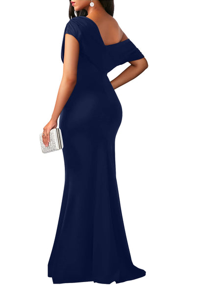 Robe de soirée longue de fête formelle moulante élégante sans épaules et sans manches pour femmes 2025