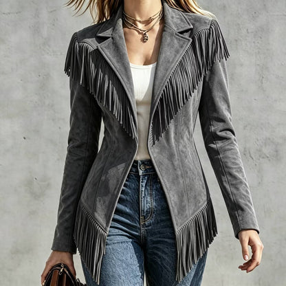 Faux Suede Fringe Jacket