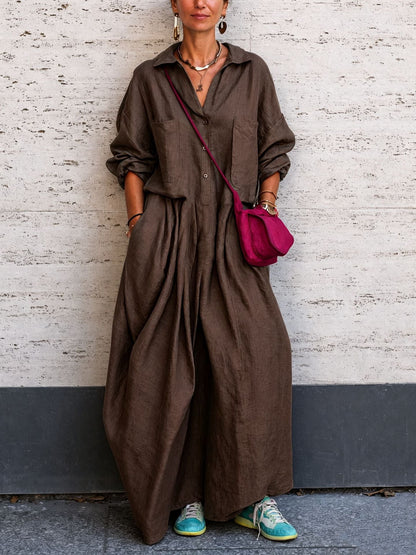 Combinaison oversize en lin à jambes larges