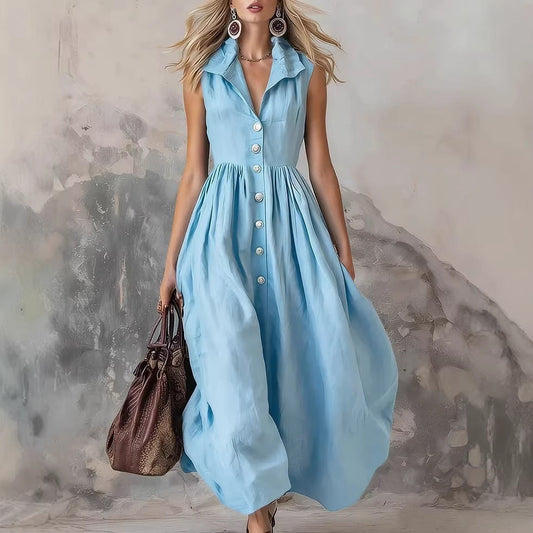 Jupe longue ajustée à revers de couleur unie élégante pour femmes