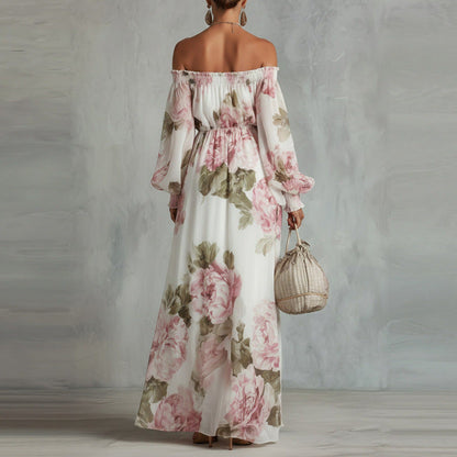 Indigo Watercolor Halter Wide-Leg Dress