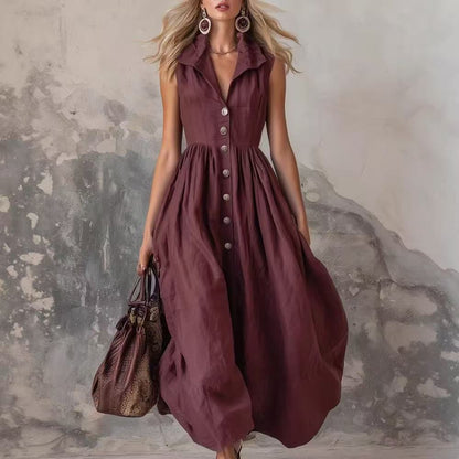 Women'S Stylish Solid Color Lapel Slim Long Skirt