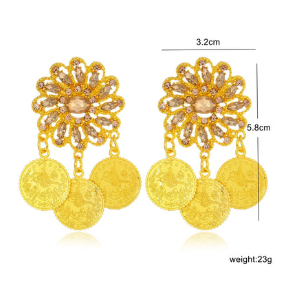 1 Pair Gold-Plated Brooch Kurdish Traditional Turkish Bridal Costume Accessory Luxury Arabic Women’s Jewelry - GOLD