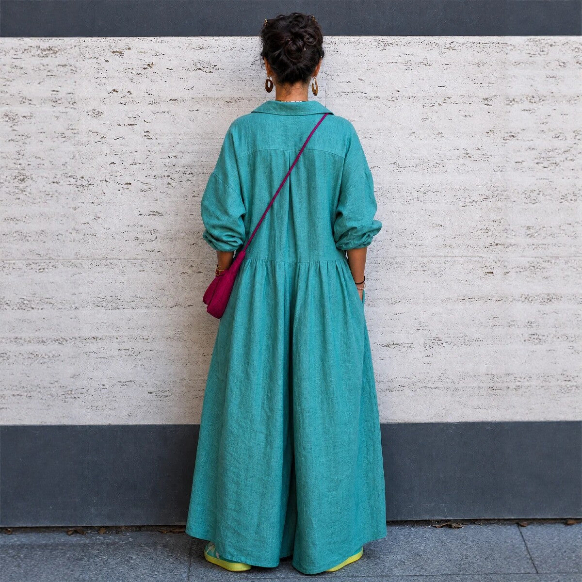 Combinaison oversize en lin à jambes larges
