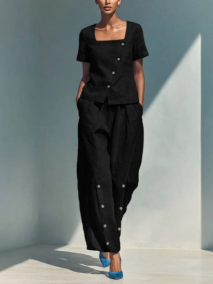 Ensemble deux pièces en lin sur mesure
