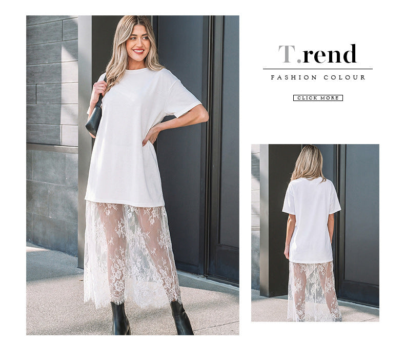 Women's Loose-fit Lace Patchwork Dress