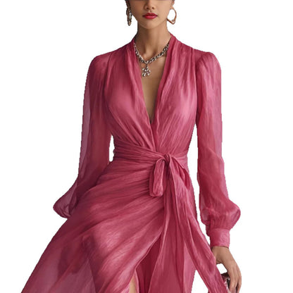 Fuchsia Chiffon Wrap Maxi Dress Timeless Elegance, Effortless Allure