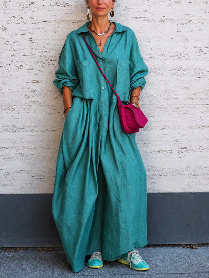 Combinaison oversize en lin à jambes larges
