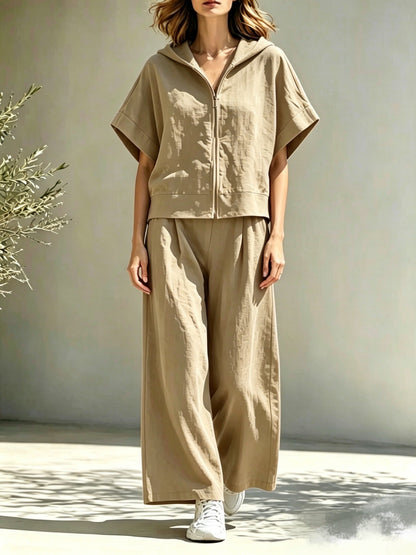 Ensemble sweat à capuche zippé et pantalon large