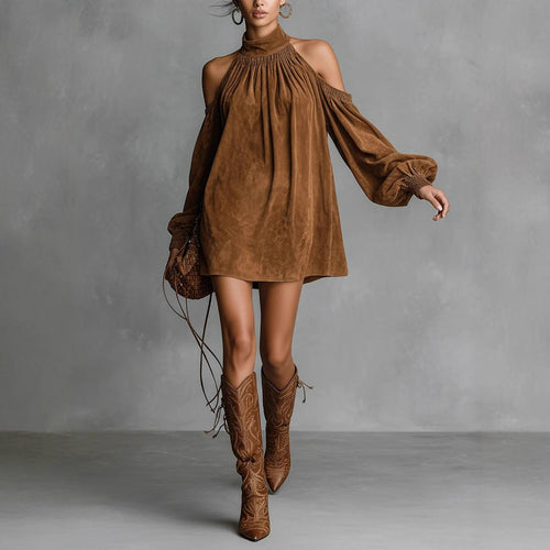 Robe courte en jean à col montant Urban Plain