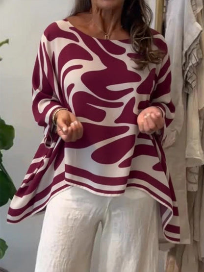 Blouse en mousseline imprimée décontractée à coupe ample