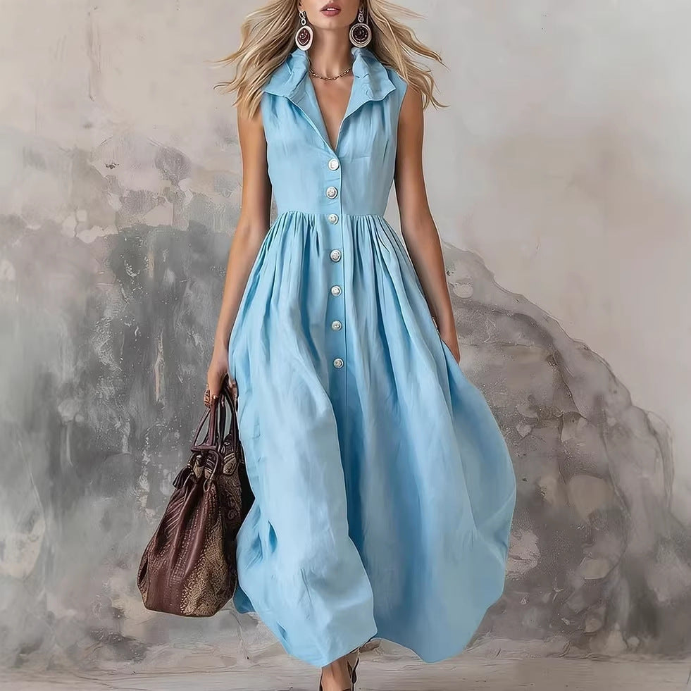 Women'S Stylish Solid Color Lapel Slim Long Skirt
