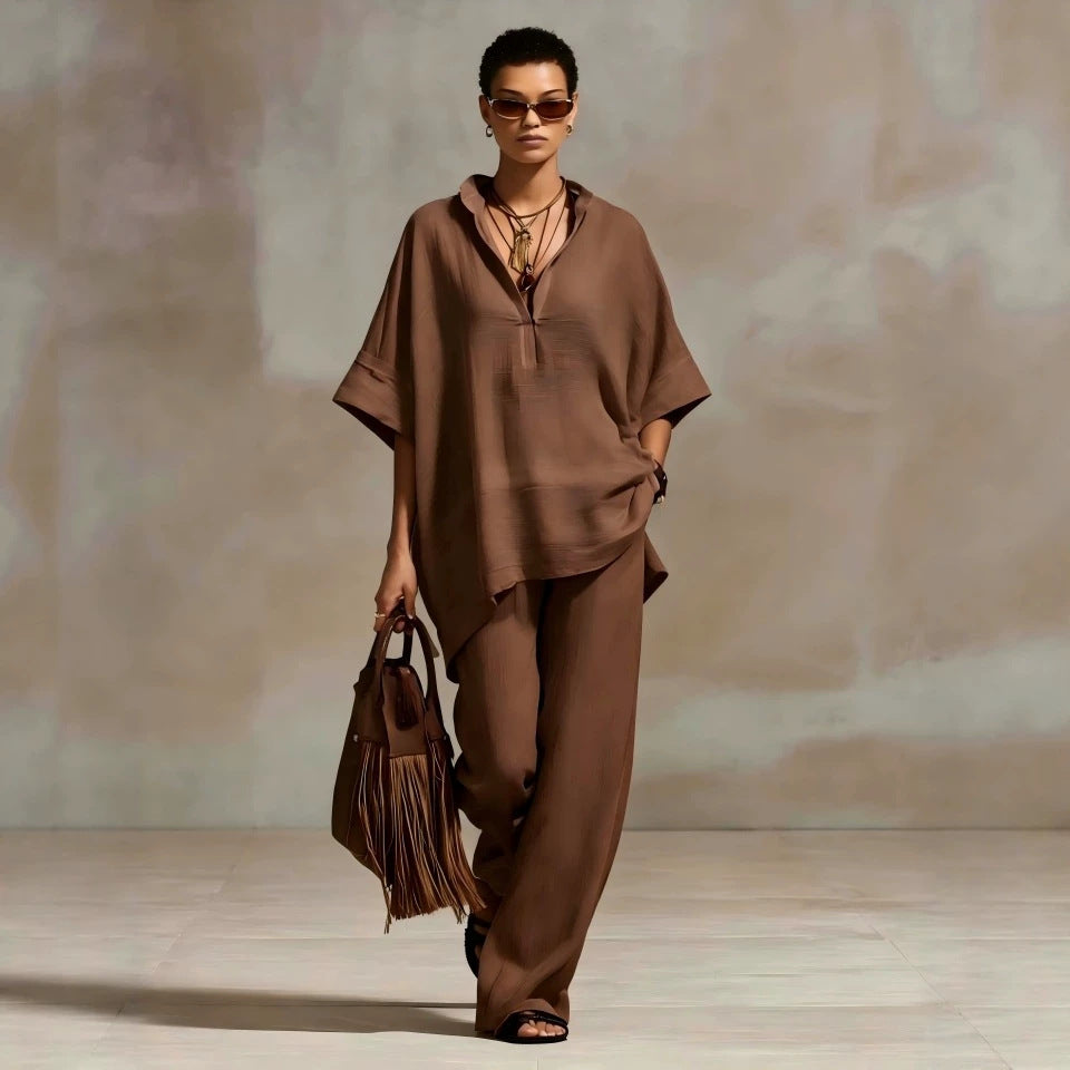 Oversized Relaxed Two Piece Linen Feel Matching Set