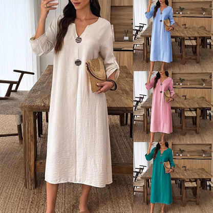 Product Details: Casual V-Neck Midi Dress