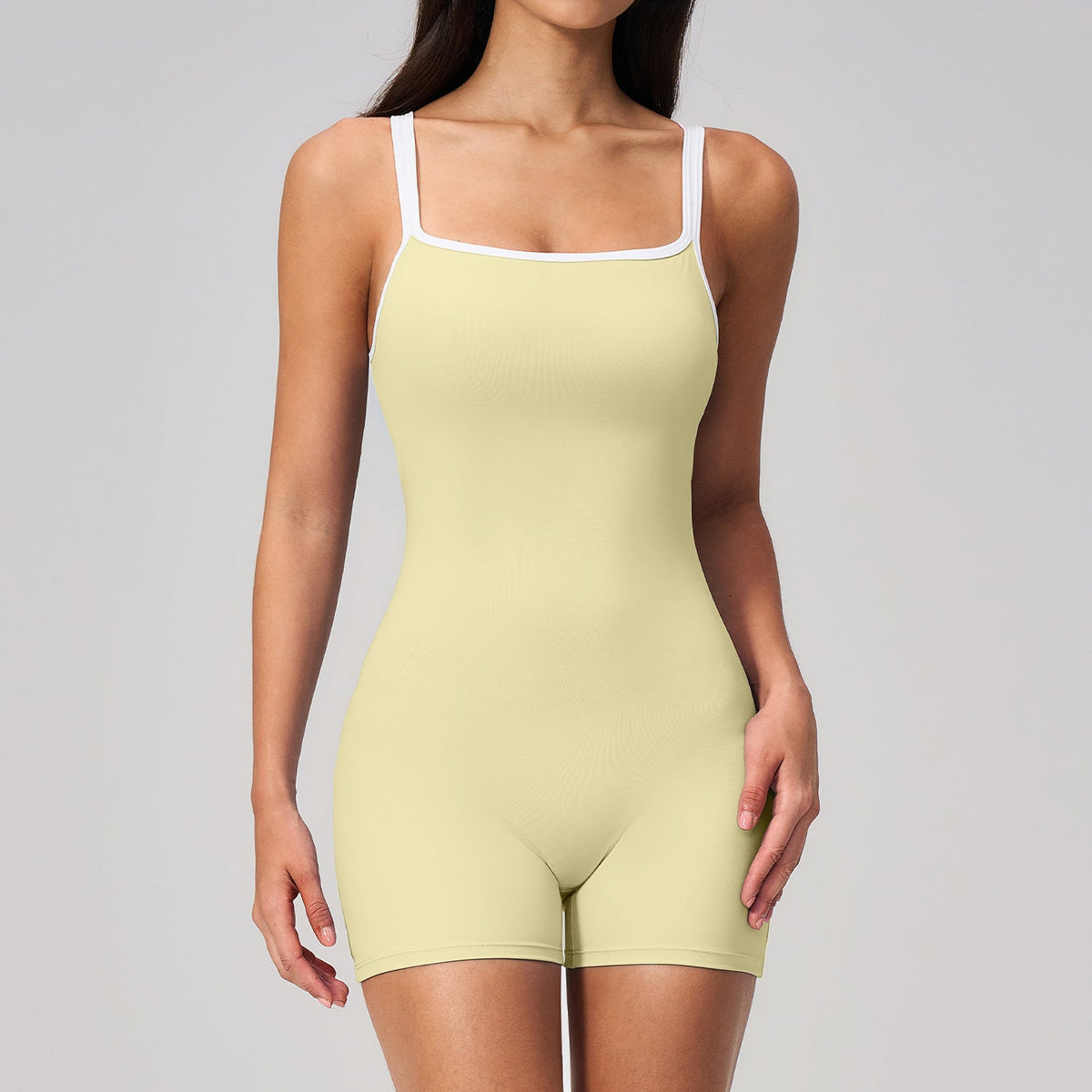 Contrast Trim Low Back Spaghetti Strap Yoga wear