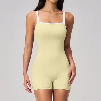 Contrast Trim Low Back Spaghetti Strap Yoga wear