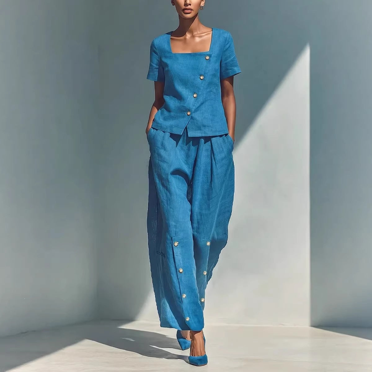 Ensemble deux pièces en lin sur mesure