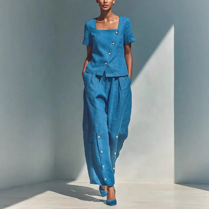 Ensemble deux pièces en lin sur mesure