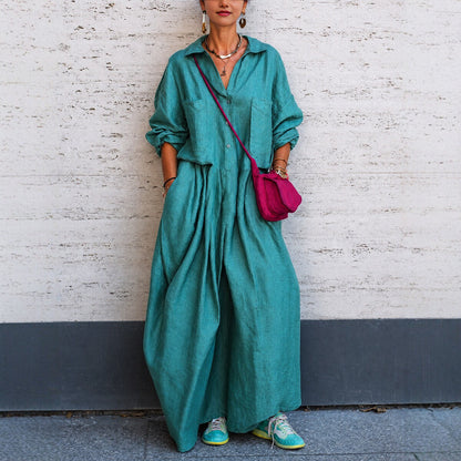 Combinaison oversize en lin à jambes larges