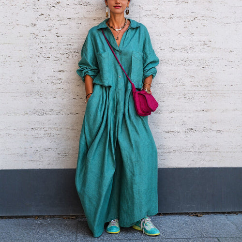 Combinaison oversize en lin à jambes larges