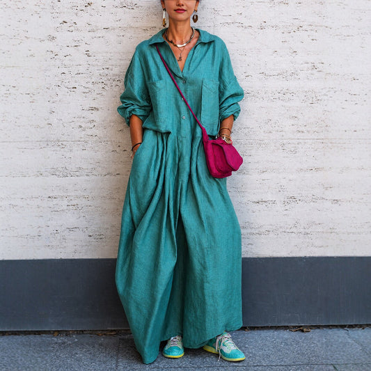 Combinaison oversize en lin à jambes larges