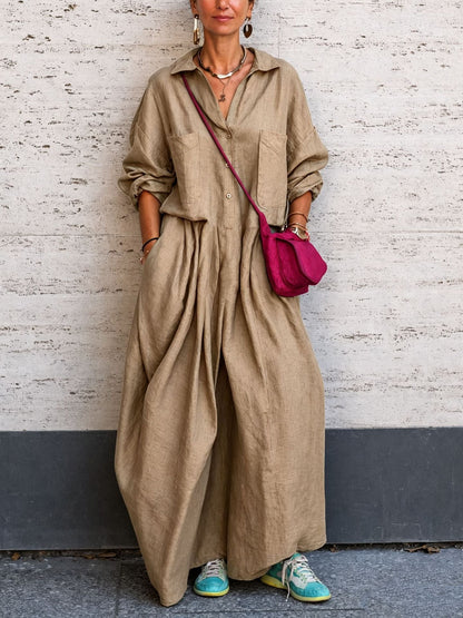 Combinaison oversize en lin à jambes larges