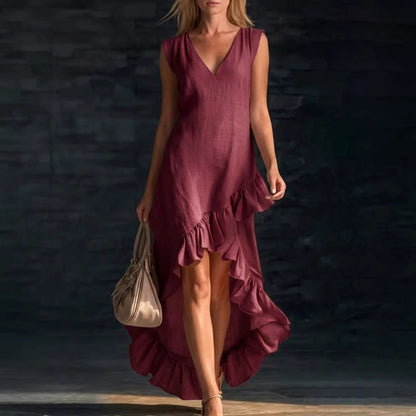 Robe romantique à col V à volants