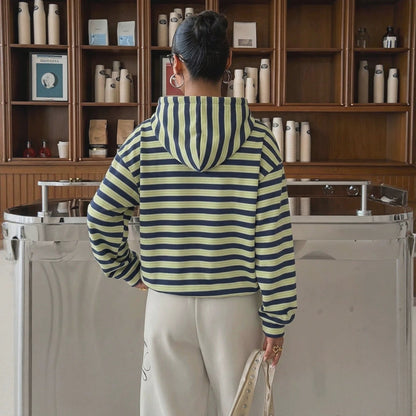 Sweat à capuche oversize rayé