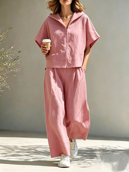 Ensemble sweat à capuche zippé et pantalon large